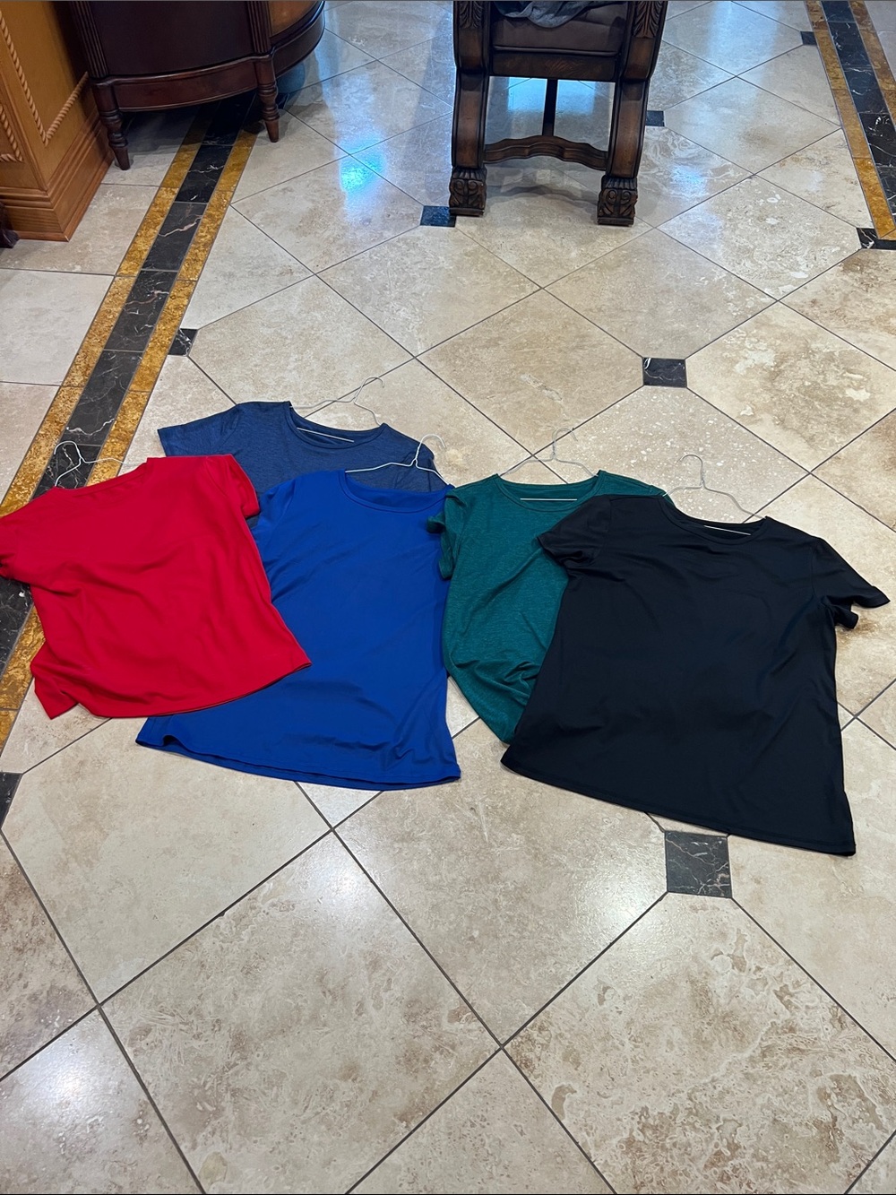 Classic Short-Sleeve FIVE Crewneck Tees. Black, Royal Blue, Blue, Red and Green